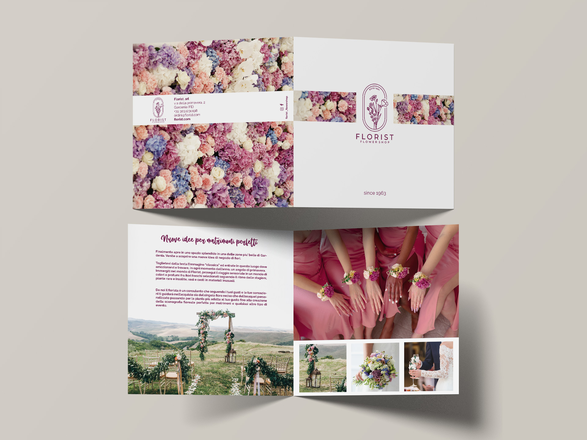 Pieghevole a due ante per fiere sposi, settore wedding, fioristi e atelier