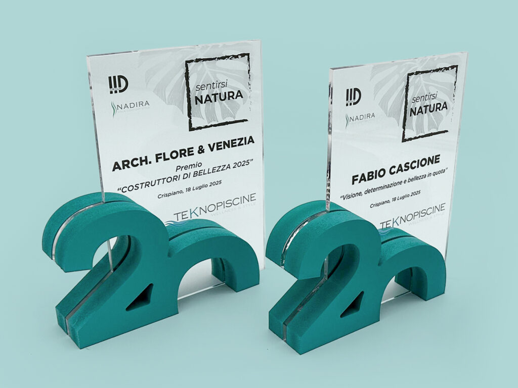 Targa premio in plexiglass stampato e forex verniciato, sagomati e personalizzati
