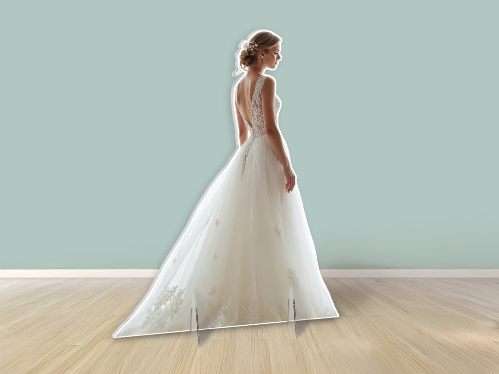 Totem per fiere sposa in forex smart con piedi in plexiglass trasparente