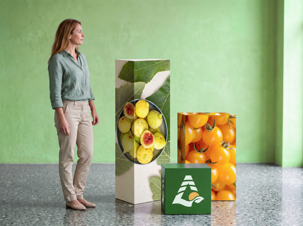 Espositori quadrati per eventi e fiere agroalimentari